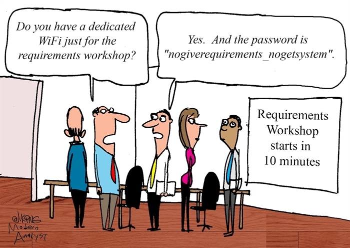 Humor - Cartoon: Requirements Workshop Wi-Fi Password